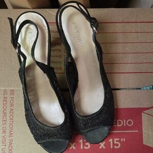 Nine West Black Lace Slingback Heels